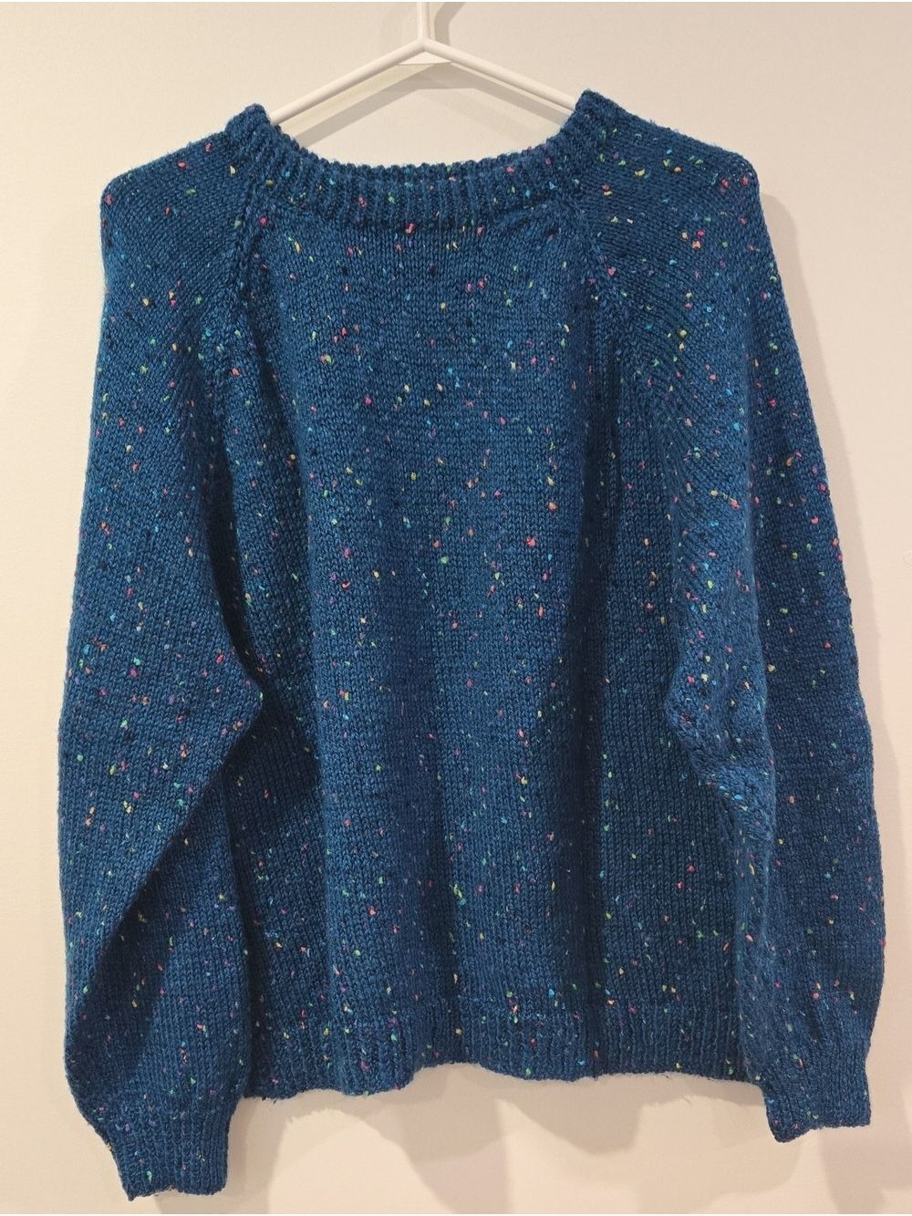 Vintage Handknit Blue Speckled Crewneck Sweater - Women's